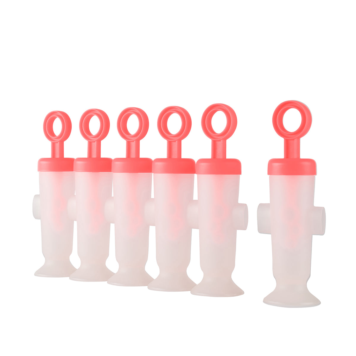 CUISIPRO Eisformen-Set in Koralle, 6 Stück, flexible silicone molds for making colorful ice cubes or frozen treats.