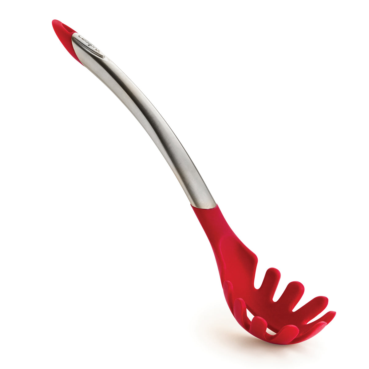 CUISIPRO Elegance red spaghetti fork, 31 cm, stainless steel design with ergonomic handle for serving pasta.