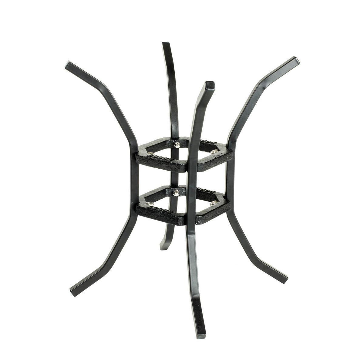 Black LODGE Fire & Cook Grill Stand with sturdy metal frame for outdoor cooking and fire pit support.