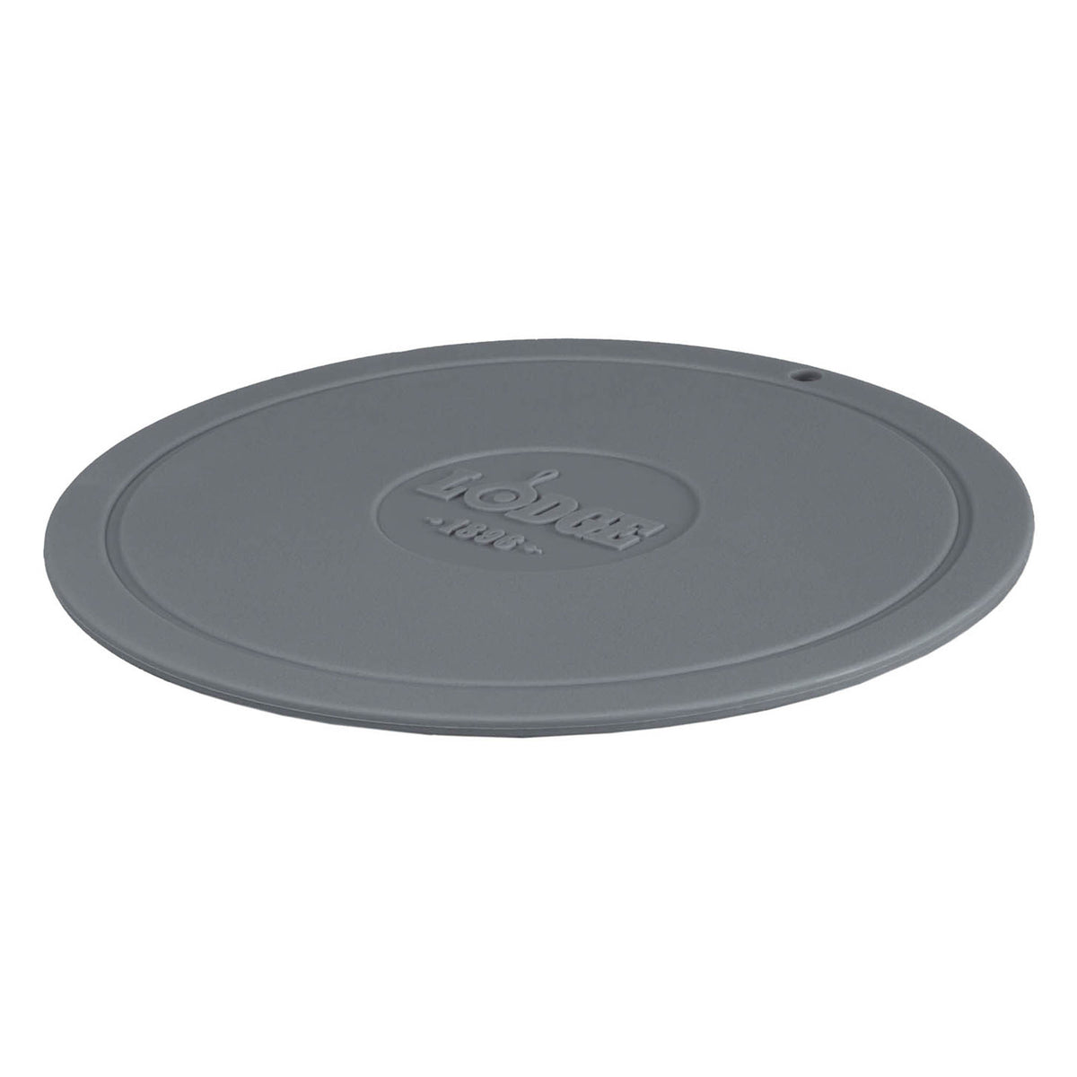 Gray Lodge coaster set with four round cork-backed drink coasters on a wooden surface.