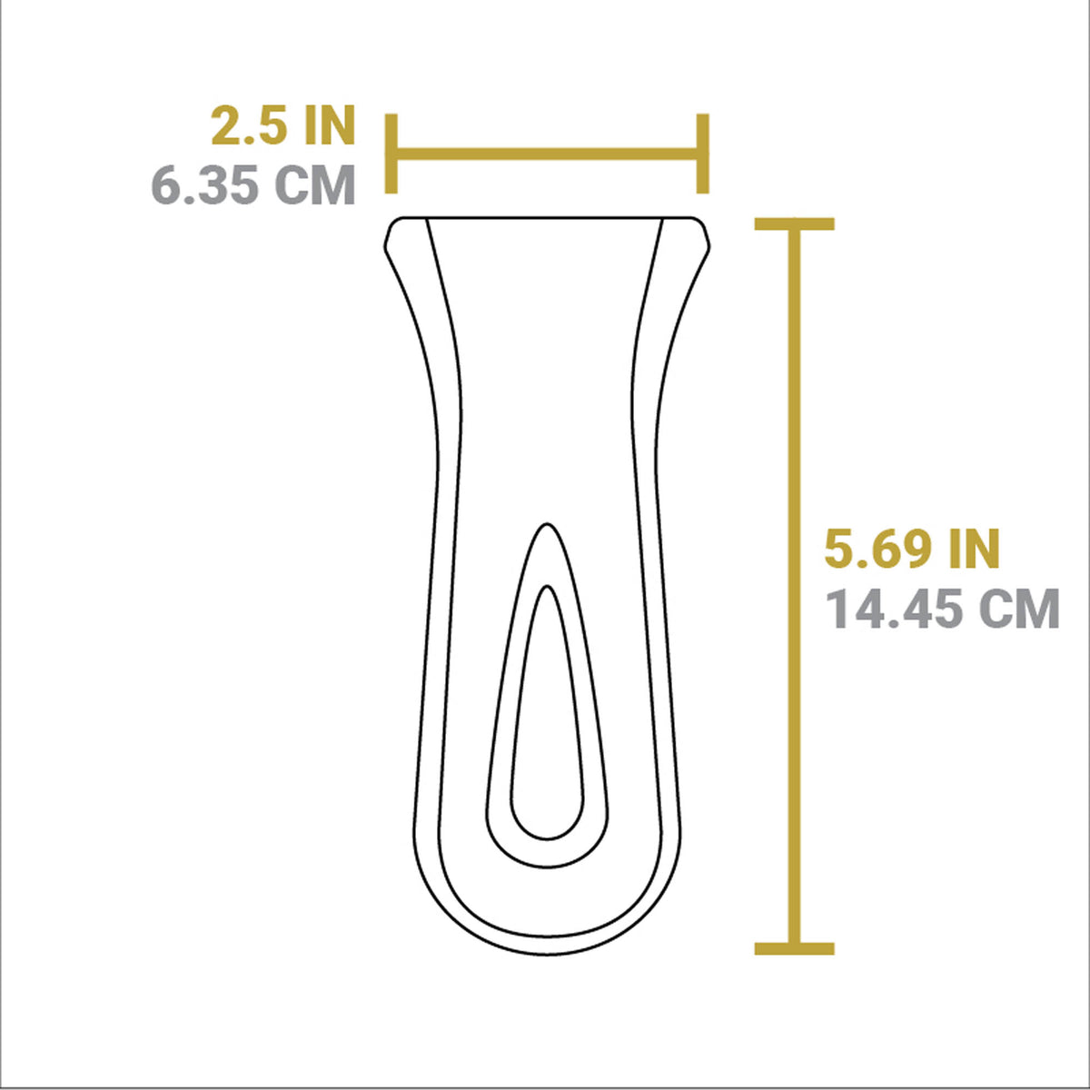 Yellow LODGE grip guard showing textured design and secure fit for improved handling and safety.