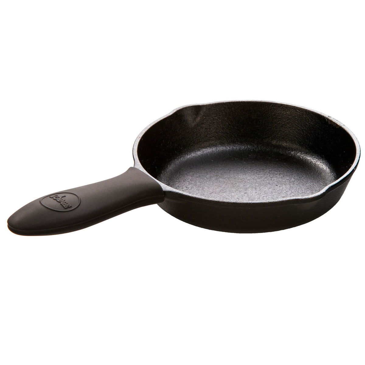 Black LODGE handle guard showing a protective black cover over a kitchen utensil handle.