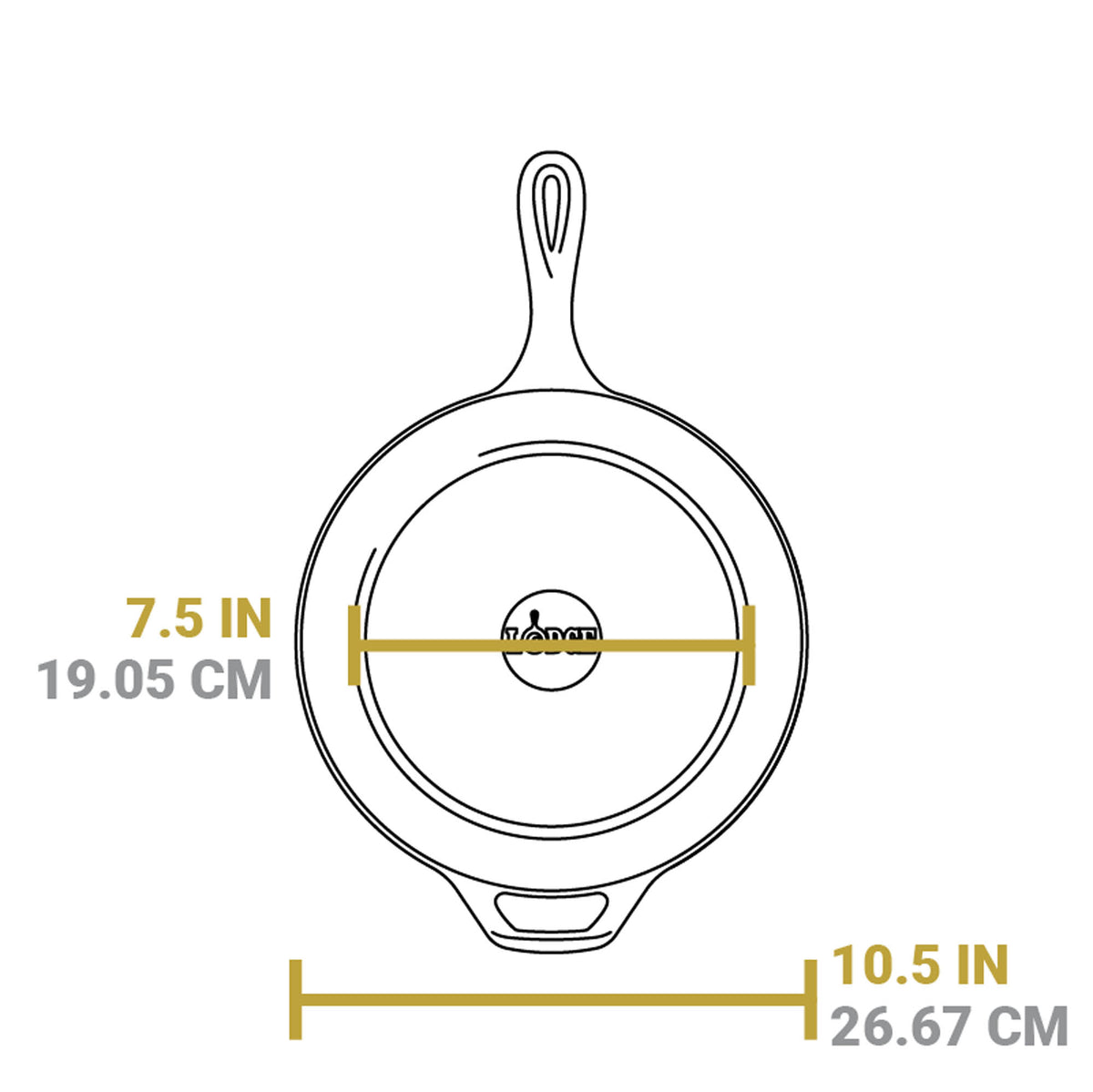 Lodge Classic black cast iron skillet, 25.4 cm diameter, shown with a smooth cooking surface and sturdy handle.