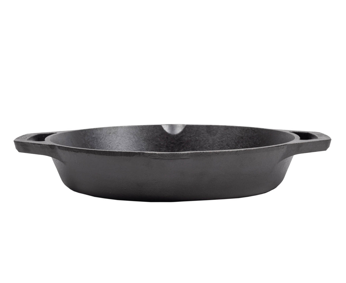 Lodge classic black cast iron skillet with handle, suitable for stove and oven cooking, durable and seasoned for non-stick use.