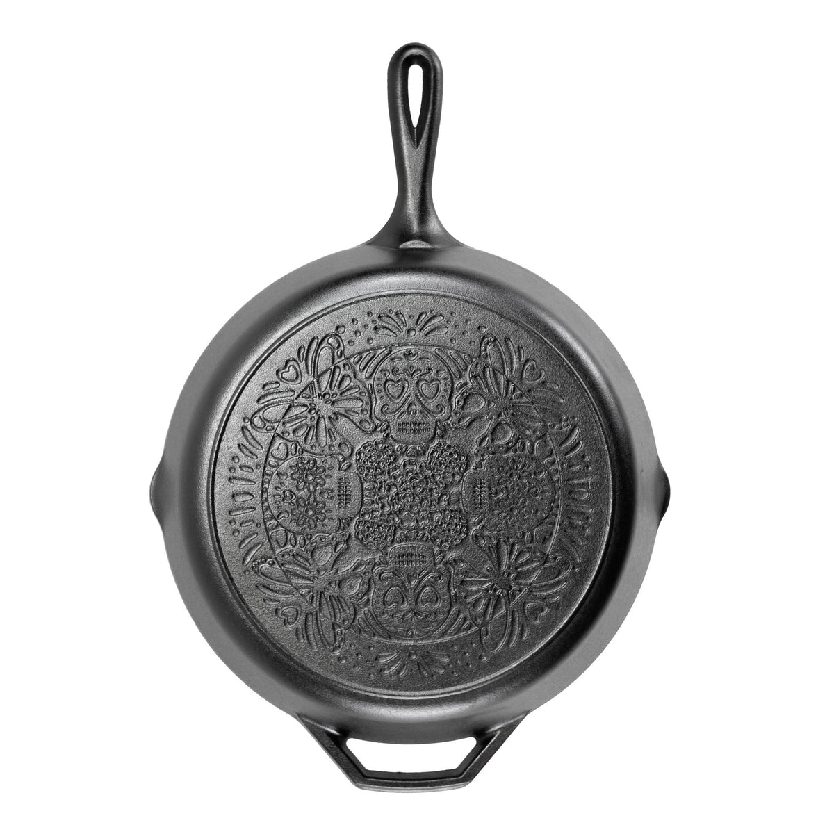 Lodge classic cast iron pan in black, showing the smooth cooking surface and sturdy handle, ideal for versatile cooking.