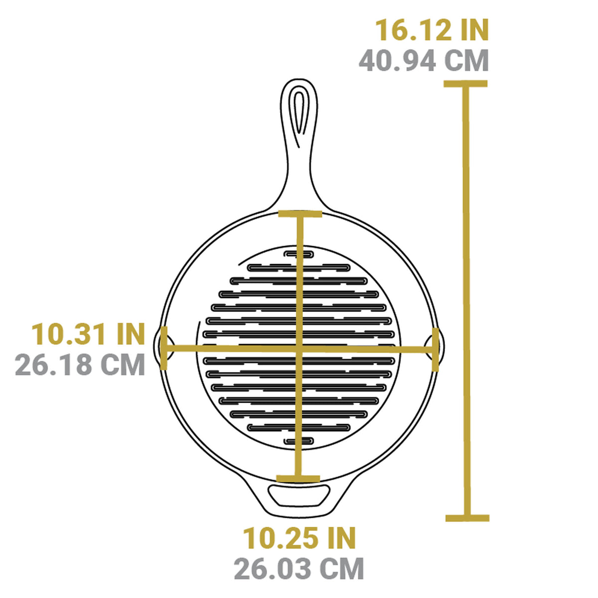 Lodge Classic black grill pan with 25.4 cm diameter, cast iron cookware for grilling and searing.