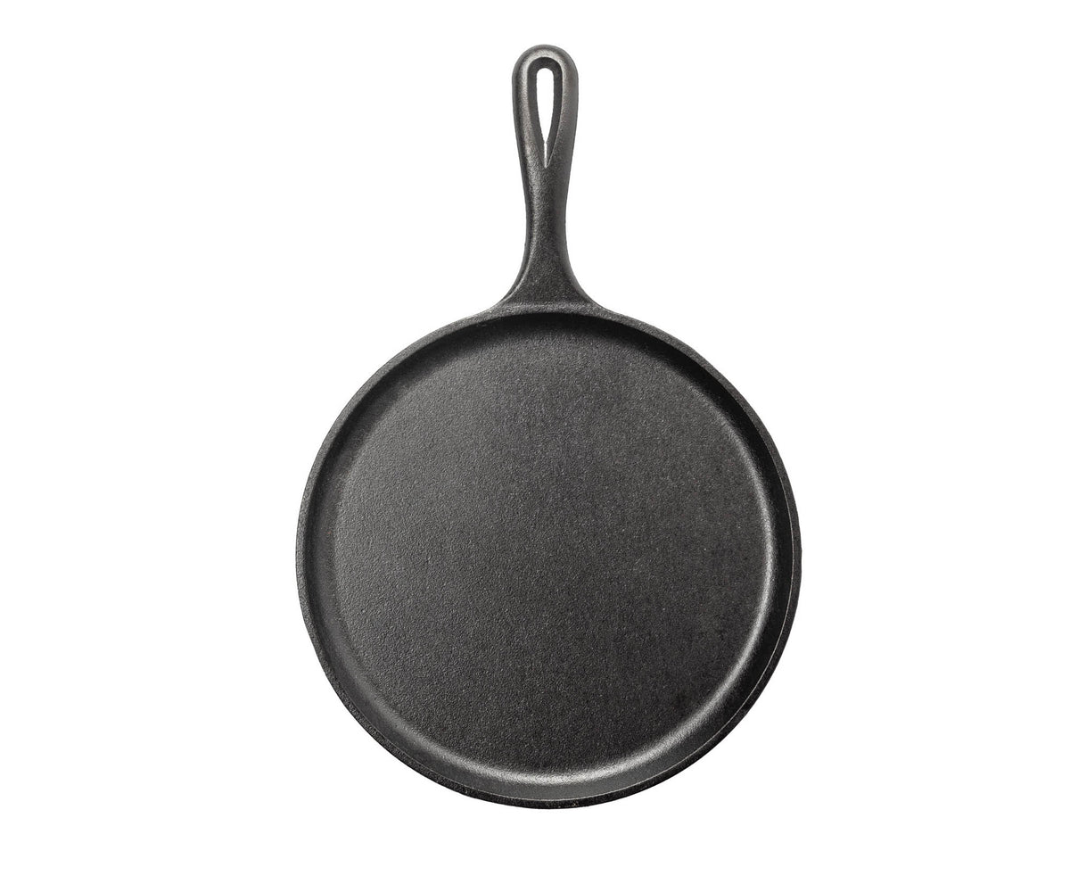 Lodge Classic black flat grill pan with a 26.7 cm diameter, ideal for grilling and searing food on the stovetop.