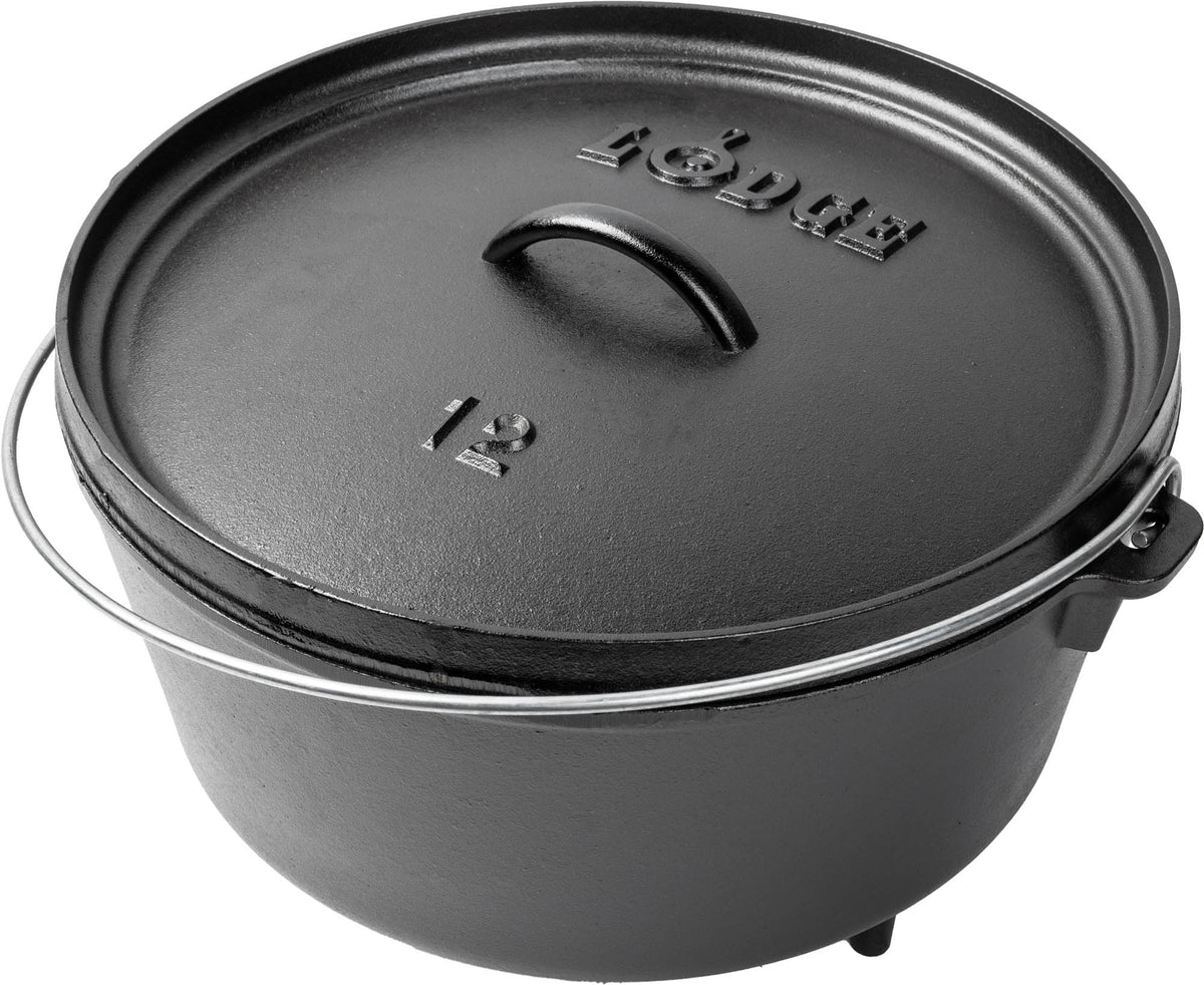 Lodge Classic black grill with a sturdy metal cooking surface and handle, ideal for outdoor grilling and barbecues.