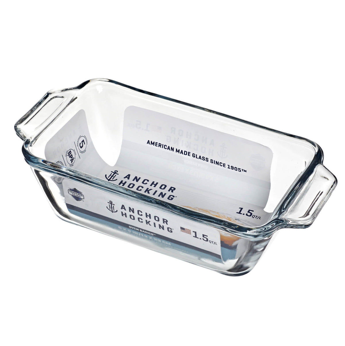Anchor Hocking Basics baking dish, rectangular glass Auflaufform for oven use, clear and durable for baking and roasting.