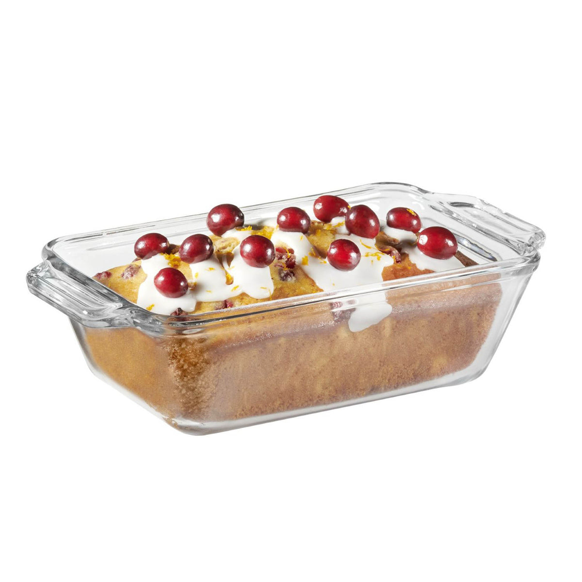 Anchor Hocking Basics baking dish, rectangular glass Auflaufform with clear glass sides and base for oven use.