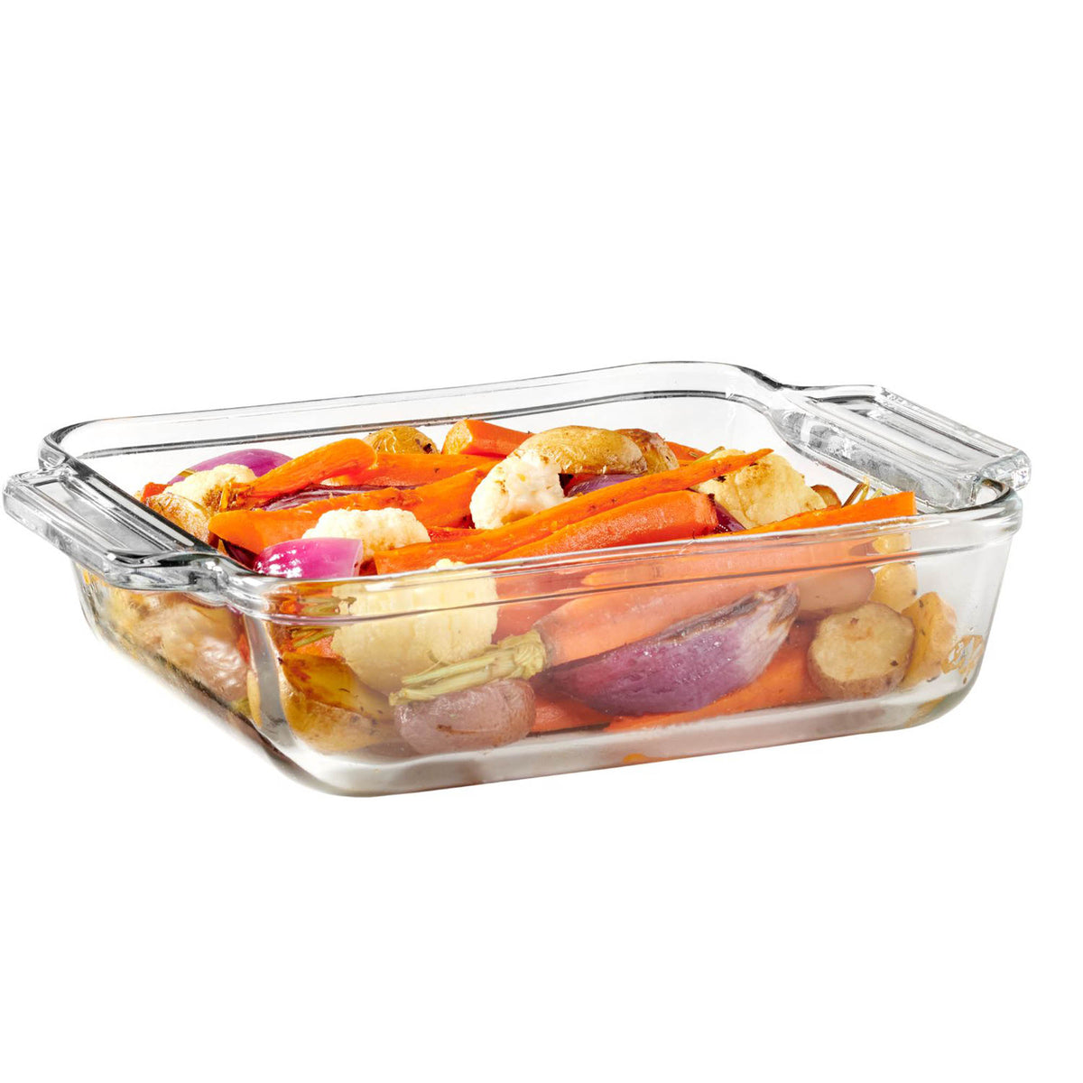 Anchor Hocking Basics baking dish, rectangular glass Auflaufform with clear glass and sturdy handles for oven use.