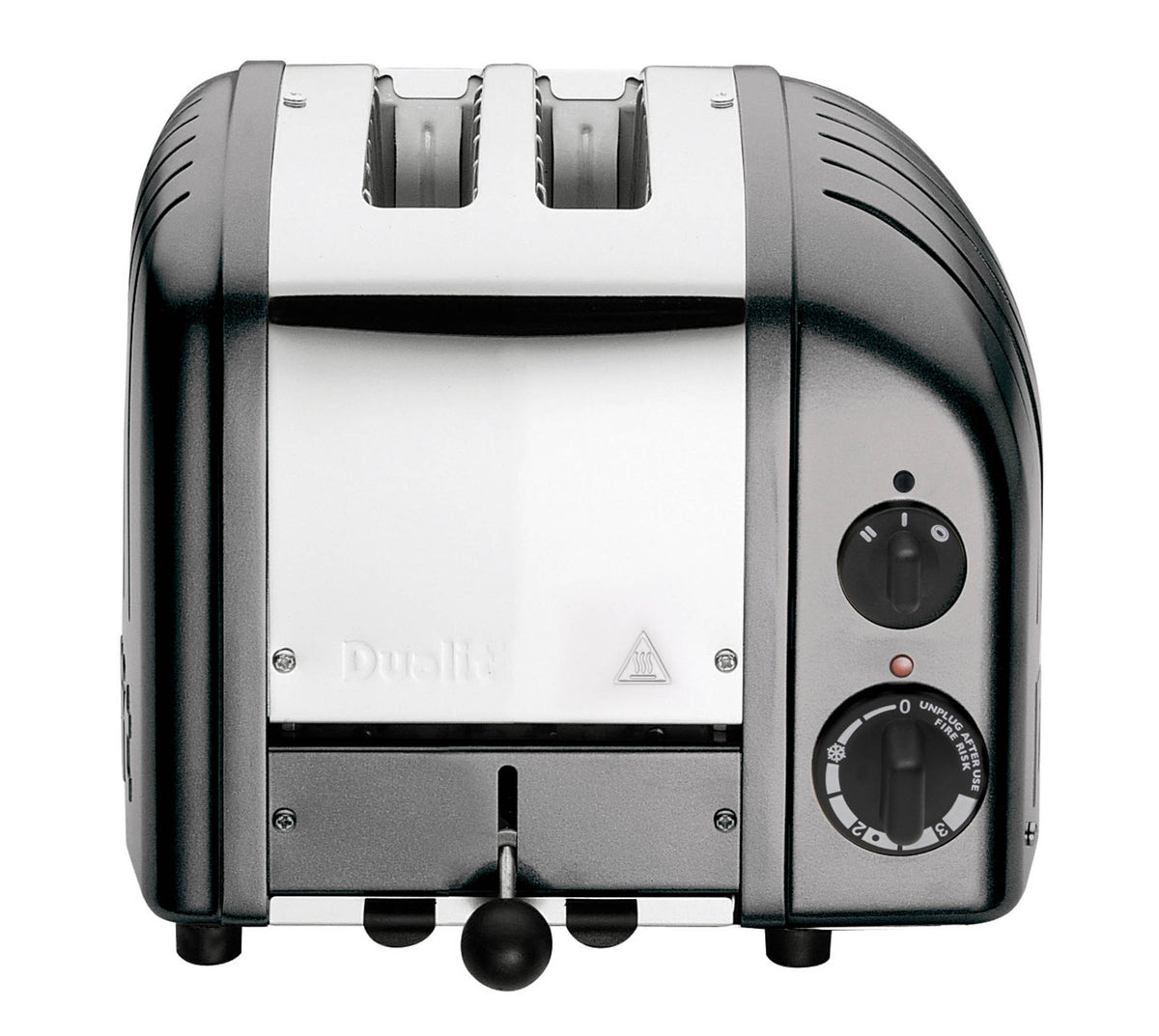 Dualit Newgen gray metallic 2-slice toaster with modern design and metal finish, ideal for quick and even toasting.