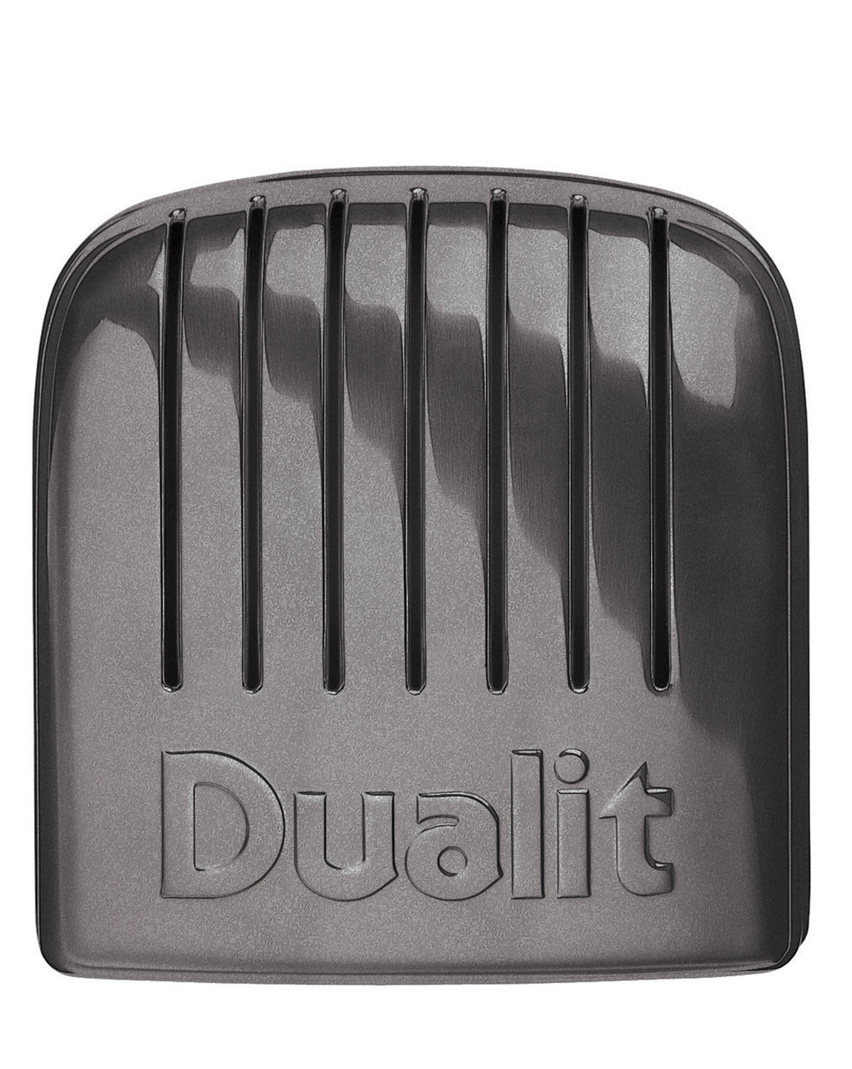 Dualit Newgen grey metallic 2-slice toaster with modern design and control knobs, suitable for toasting bread and bagels.