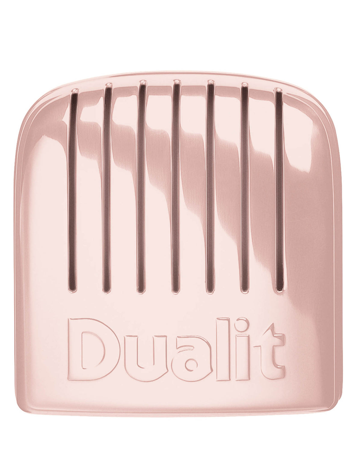 Dualit Newgen pink 4-slice toaster with control knobs and slots for toasting bread and bagels.