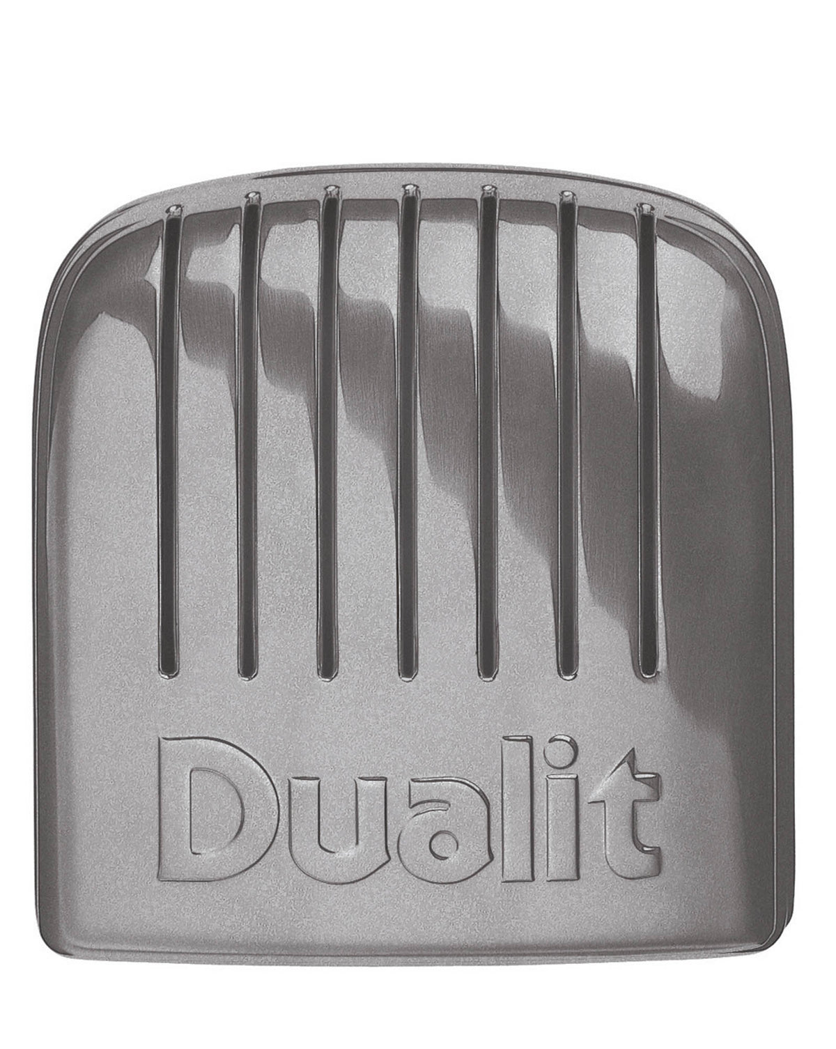 Dualit Newgen silver metallic 4-slice toaster with modern design and control dials for even toasting.