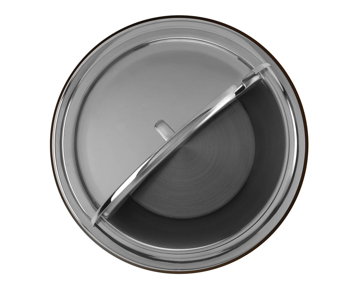Dualit brown 11L soup pot, durable stainless steel soup kettle with handles, ideal for professional kitchen use.