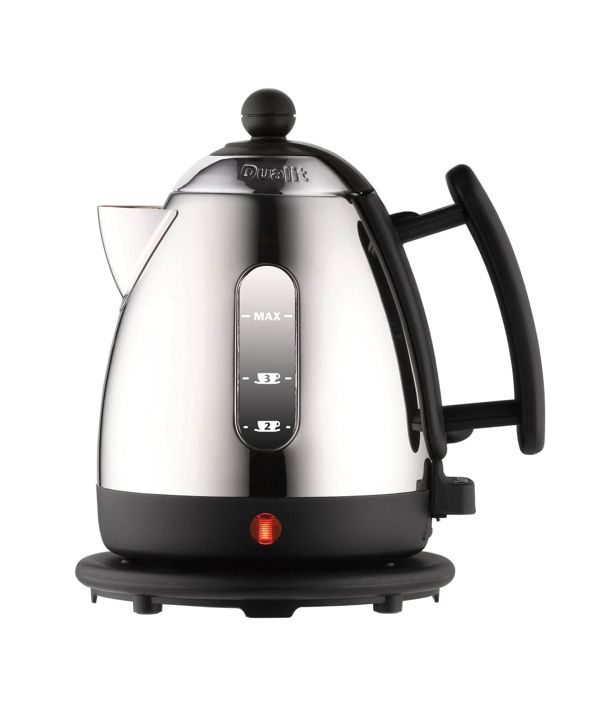 Black DUALIT Mini Wasserkocher with 1-liter capacity, compact electric kettle with sleek design.