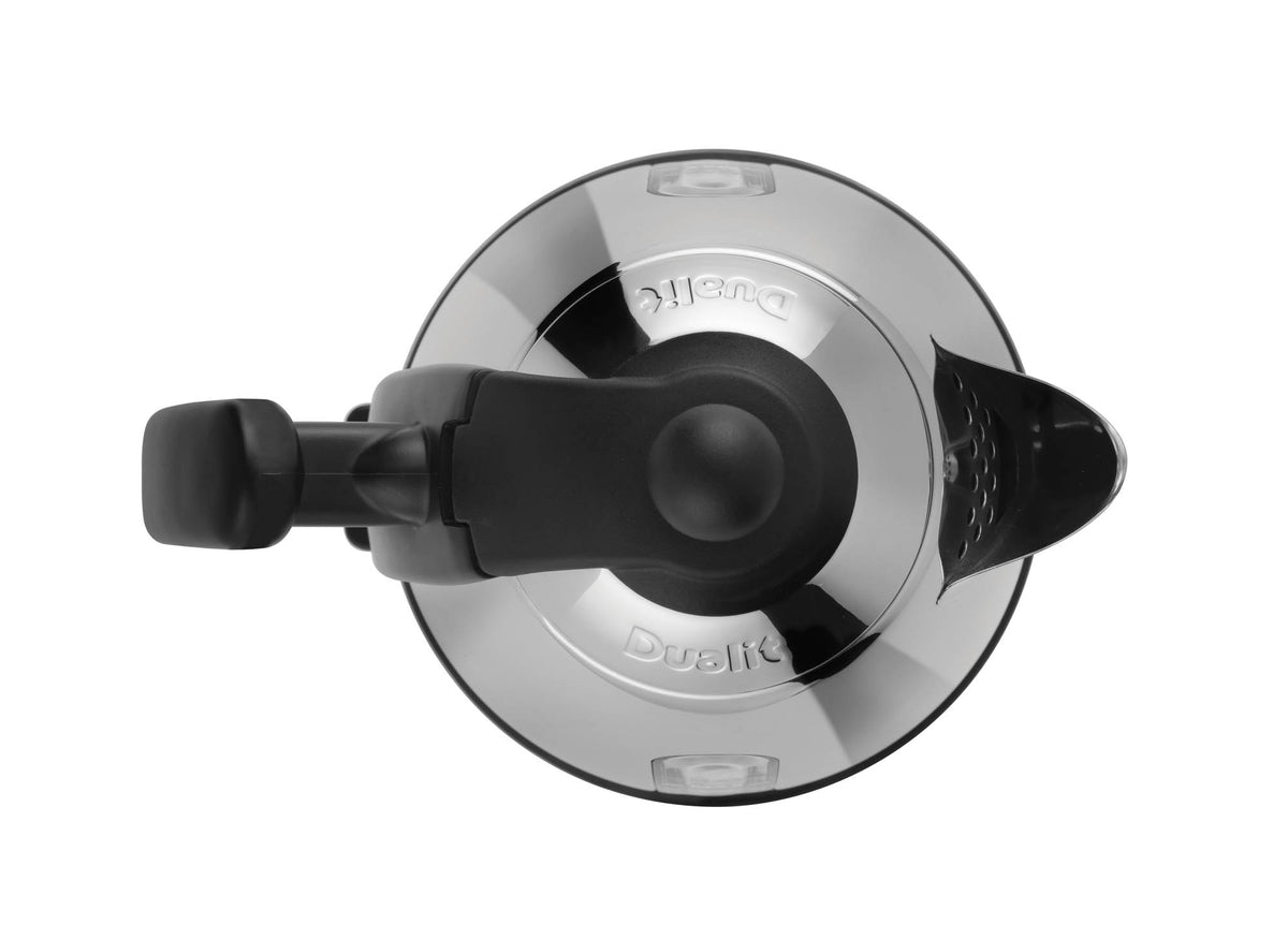 Black DUALIT Mini Wasserkocher with 1-liter capacity, compact design, featuring a sleek finish and practical handle.