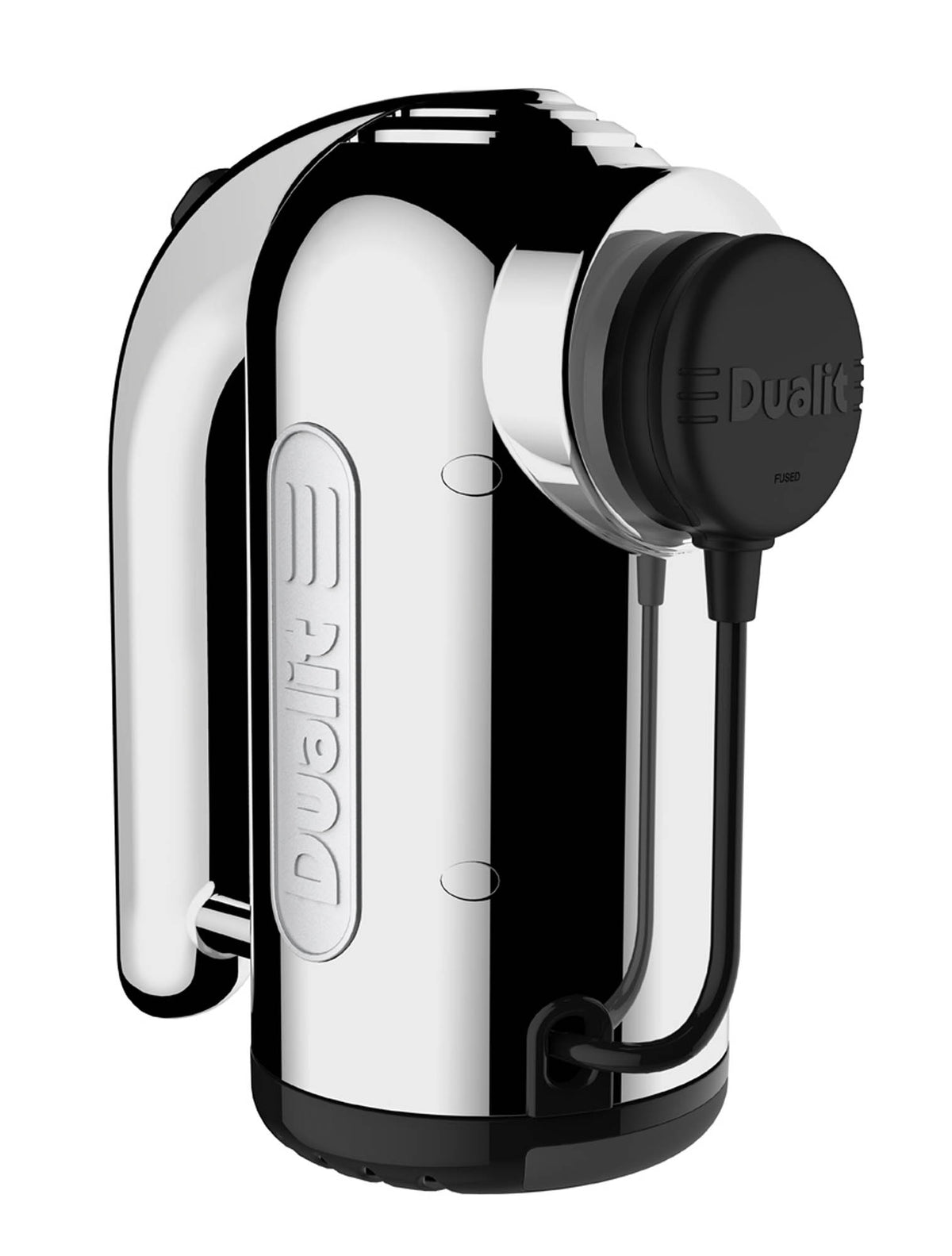 Dualit Classic stainless steel hand blender with polished finish, featuring a sleek design and ergonomic handle for easy blending.