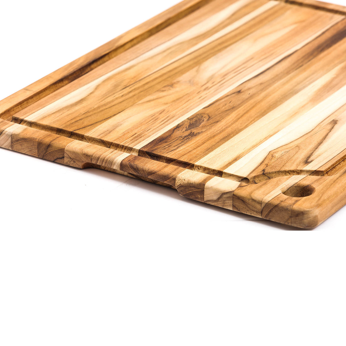 TEAKHAUS teak wood cutting board, Marine model, rectangular teak kitchen chopping board with smooth finish and natural grain.