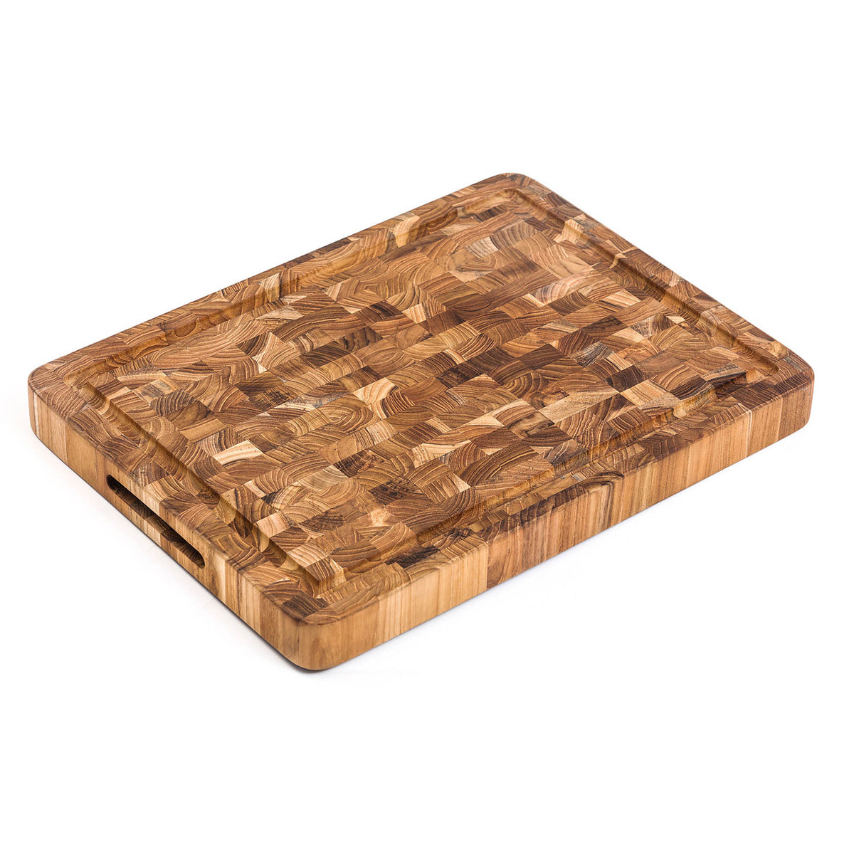 TEAKHAUS teak wood butcher block cutting board with smooth surface and sturdy construction for kitchen use.