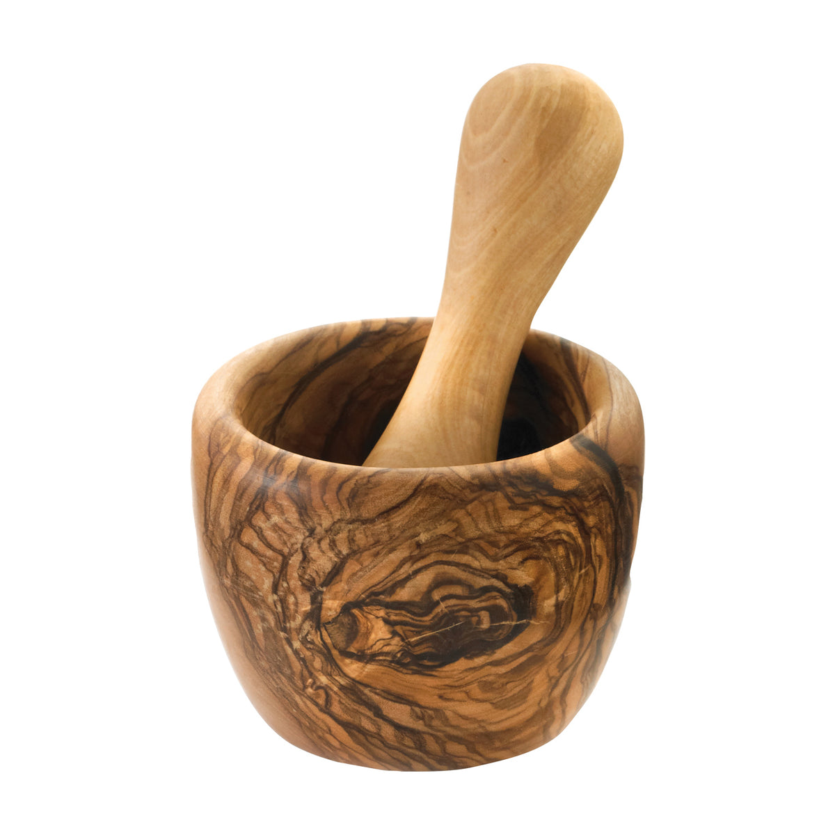 BÉRARD Mörser mit Stößel in braun, 7 cm diameter, ceramic mortar for grinding spices and herbs.