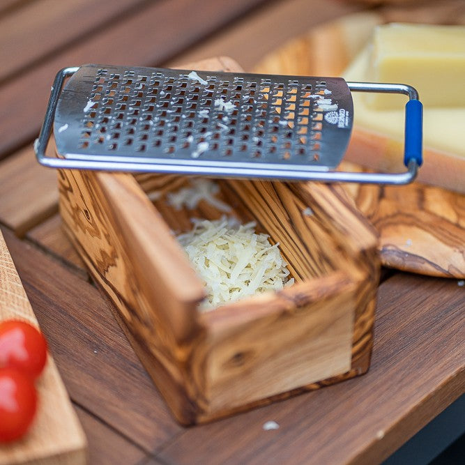 BÉRARD Parmesanreibe mit Box, braun, 15 cm, stainless steel grater for cheese with protective storage box