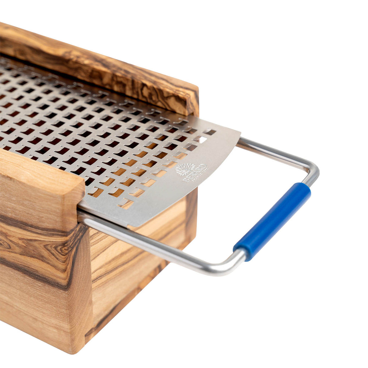 BÉRARD Parmesanreibe mit Box, braun, 15 cm, stainless steel grater for hard cheese, with protective box for storage