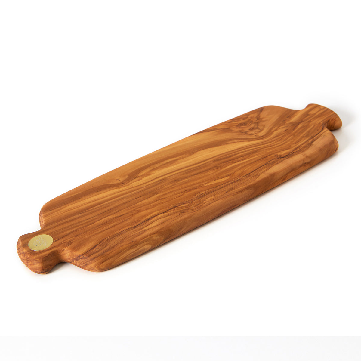 BÉRARD olive wood cutting board, long rectangular shape with natural wood grain, ideal for kitchen food prep.