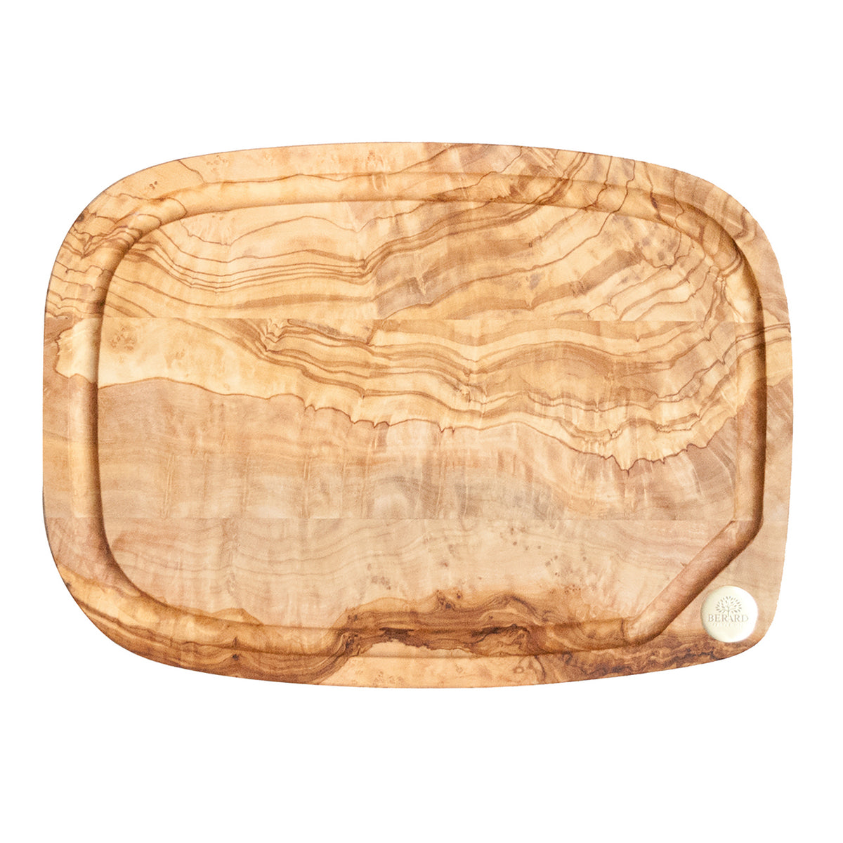 BÉRARD Braunnholz-Schneidbrett NERRO olive wood cutting board with a smooth surface, 40 cm length, natural brown finish.