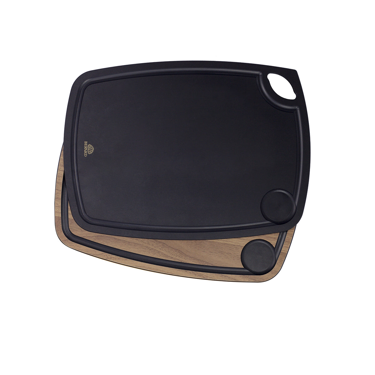 BÉRARD coffee and bistro walnut cutting board, 33 cm, with a smooth surface and natural wood grain for kitchen prep.