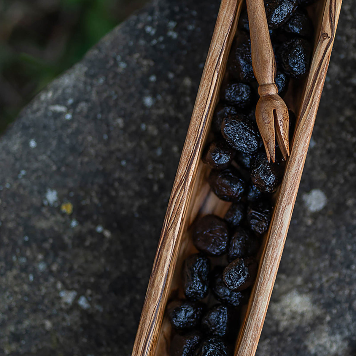 BÉRARD braunn-Piker olive picker, 15 cm, stainless steel with wooden handle for harvesting olives.