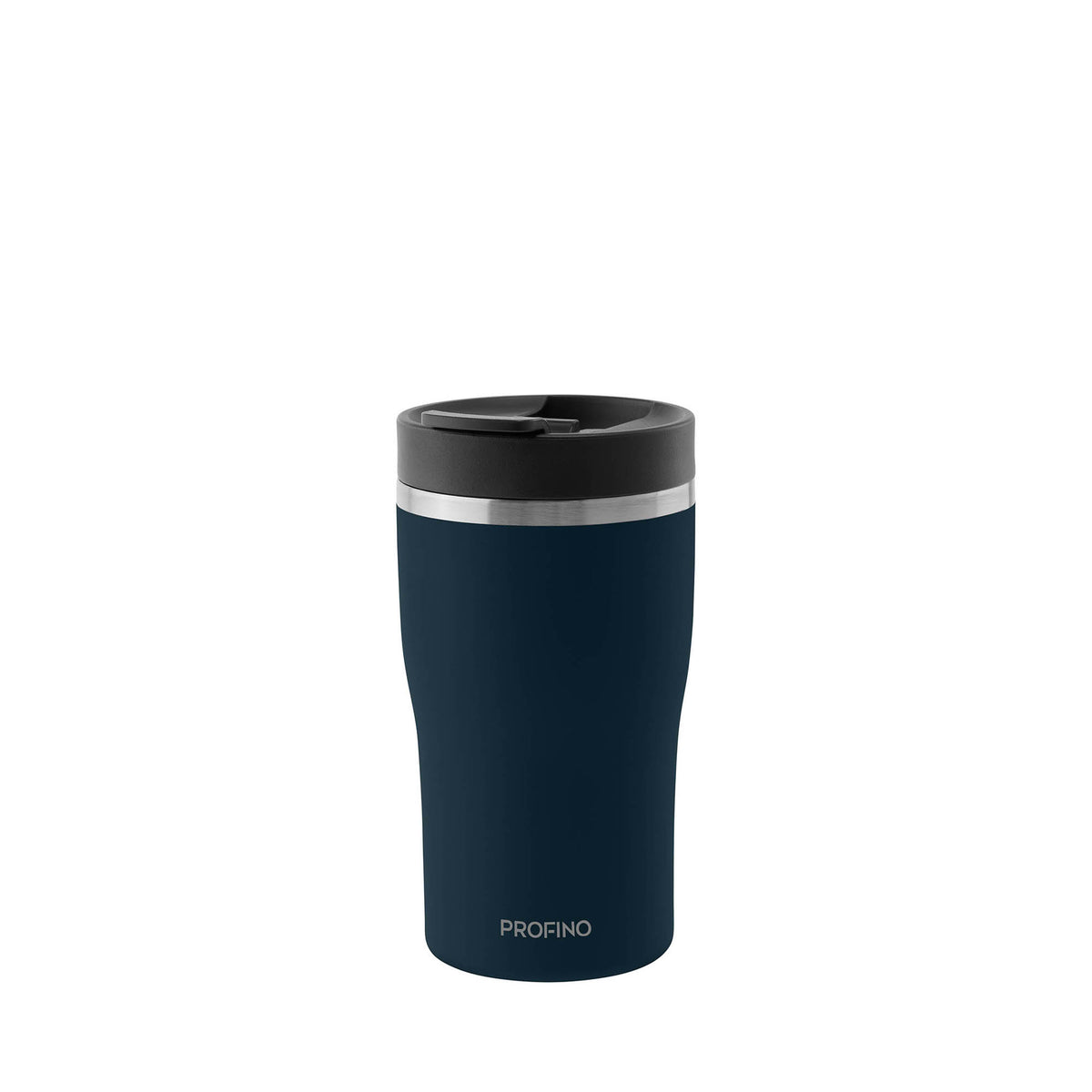 Blue PROFINO BARISTA thermobecher with a sleek design, perfect for keeping beverages hot or cold on the go.