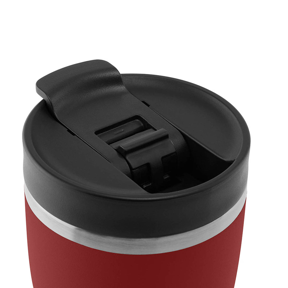 PROFINO Barista thermobecher in burgundy with a sleek stainless steel body and spill-proof lid, ideal for hot beverages on the go.