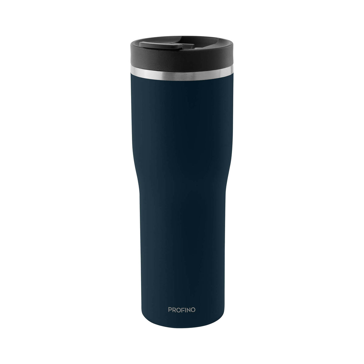 Blue PROFINO Barista thermobecher with a sleek design, featuring a secure lid and insulated body for hot and cold drinks.