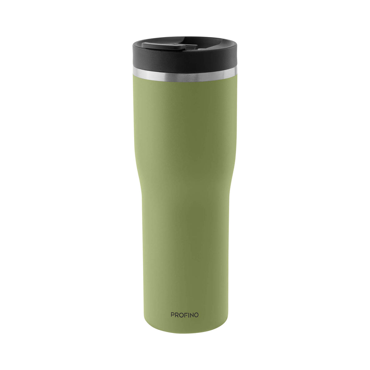 PROFINO Barista thermobecher in salbei with lid, stainless steel insulated mug for hot drinks on the go.