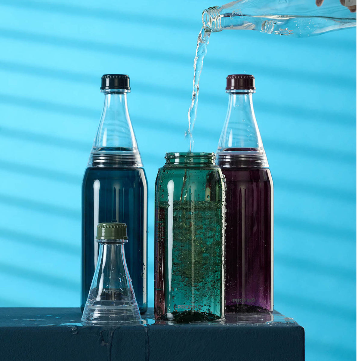 PROFINO Sparkle 600 ml drinking bottle with a transparent design and colorful sparkling pattern, ideal for on-the-go hydration.