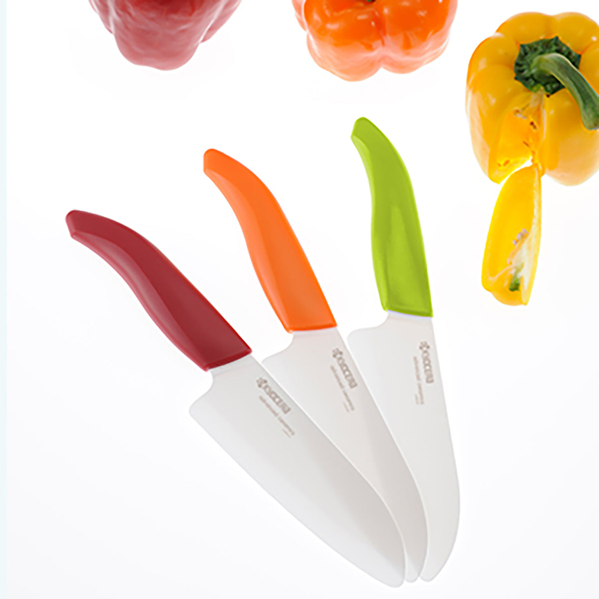 Kyocera ceramic knife in green, GEN GREEN model, with a sleek handle and sharp blade for precise slicing.