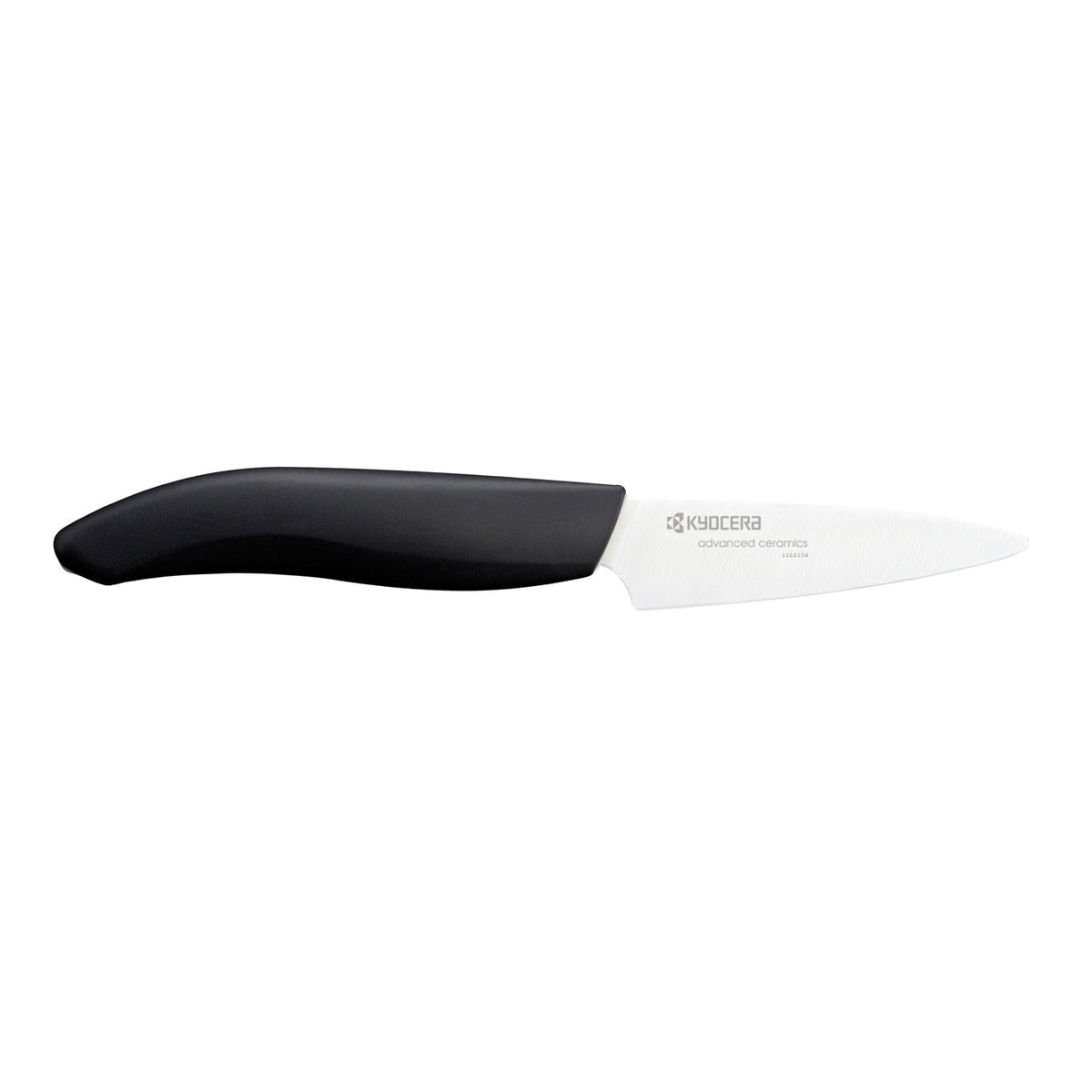 Kyocera ceramic knife in black with a sleek handle, designed for precise cutting and durability in the kitchen.