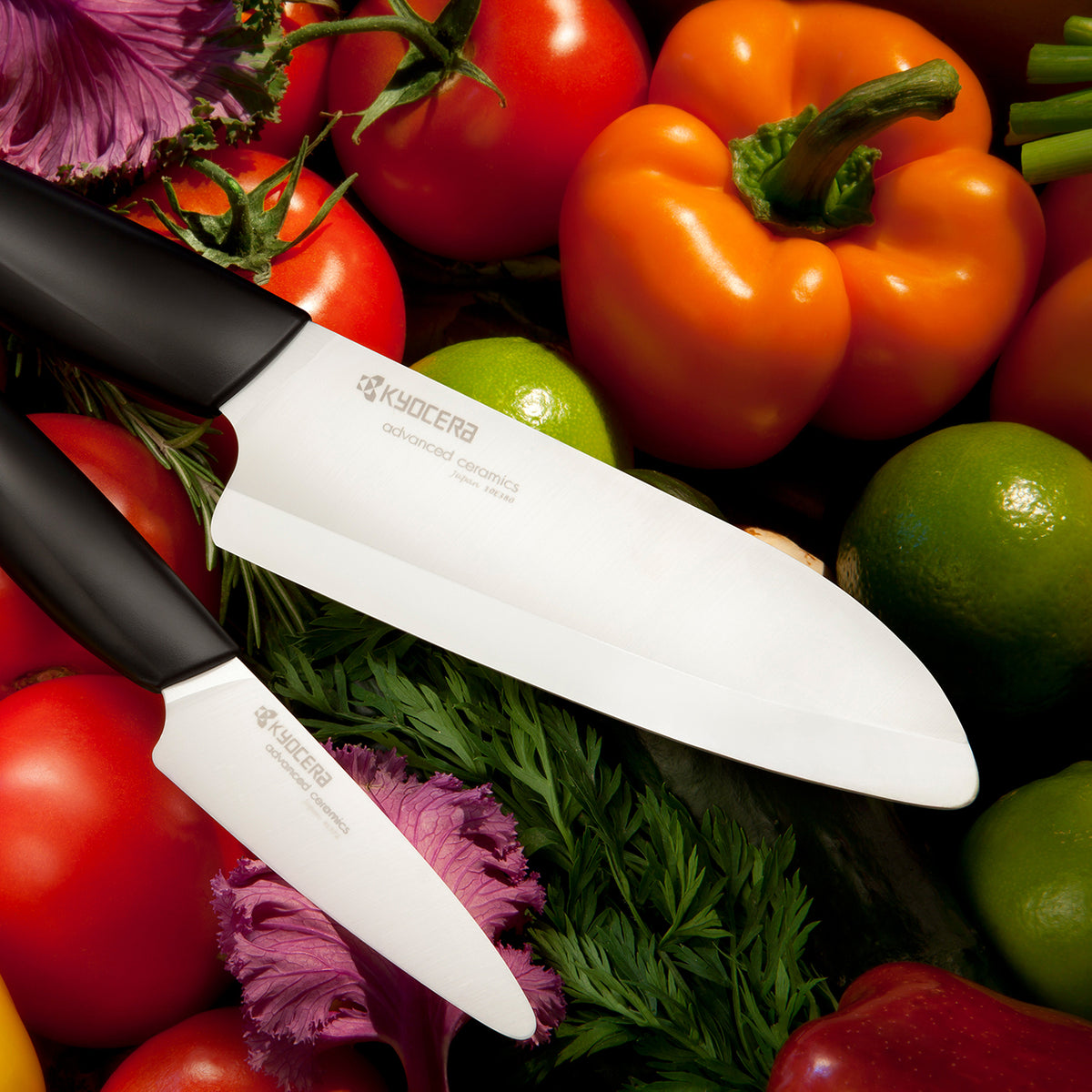 Kyocera black ceramic knife with a sleek handle, ideal for precise slicing and chopping in the kitchen.