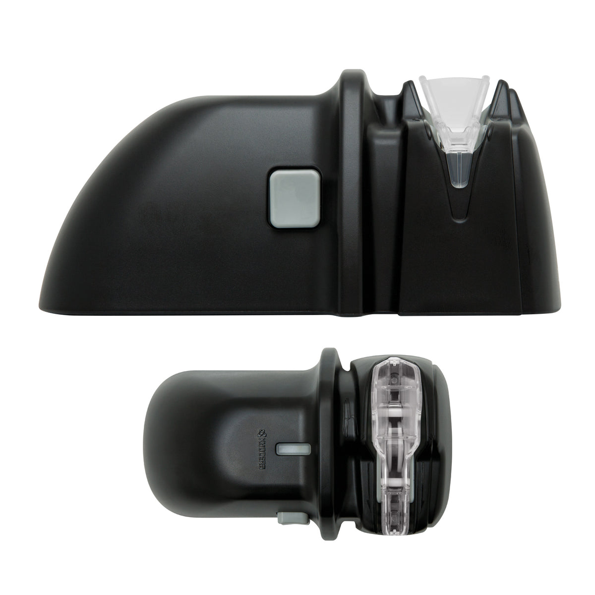 KYOCERA black plastic diamond knife sharpener showing a compact rectangular design with sharpening slots