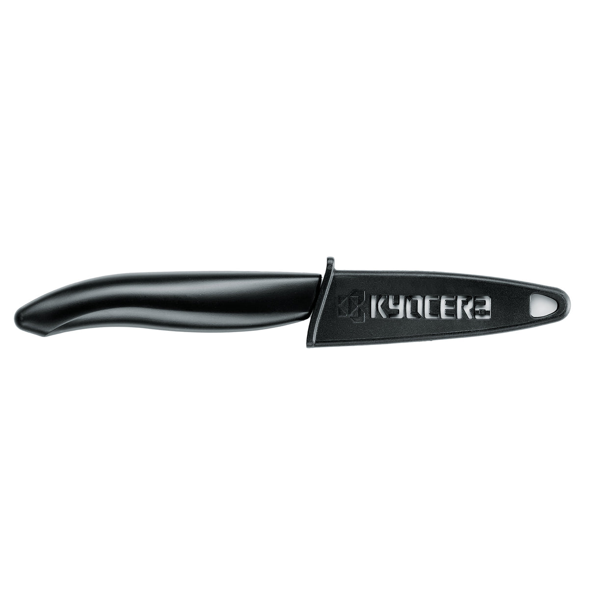 KYOCERA black knife protector for blades up to 11 cm, designed to safely cover and store kitchen knives.