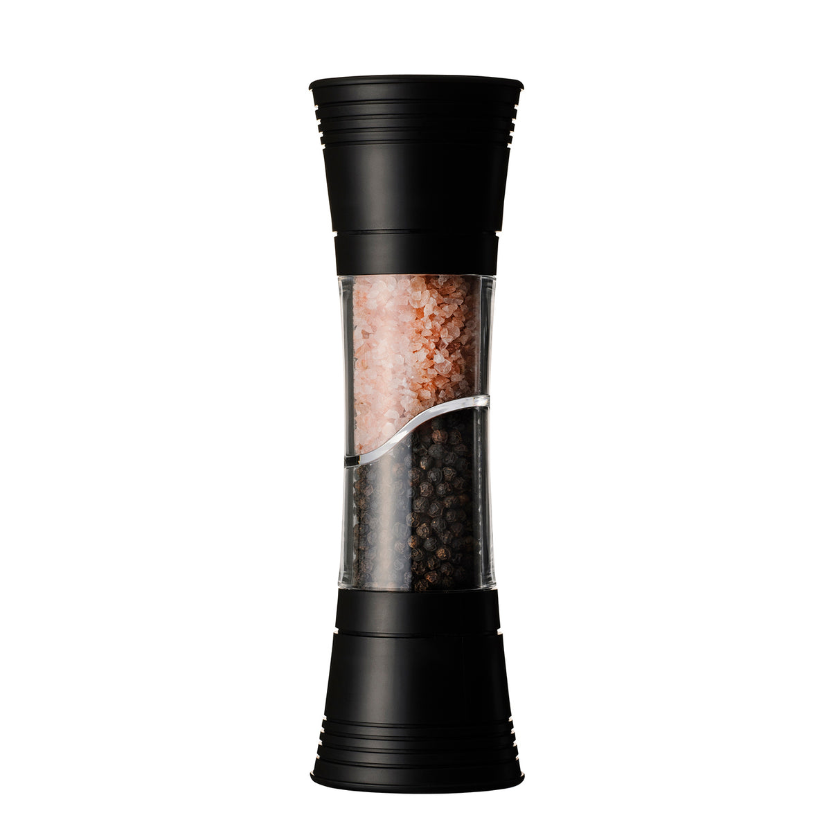 KYOCERA Kräuter- und Gewürzmühle DUAL in Schwarz, ceramic grinder with textured handle and adjustable settings for spices.