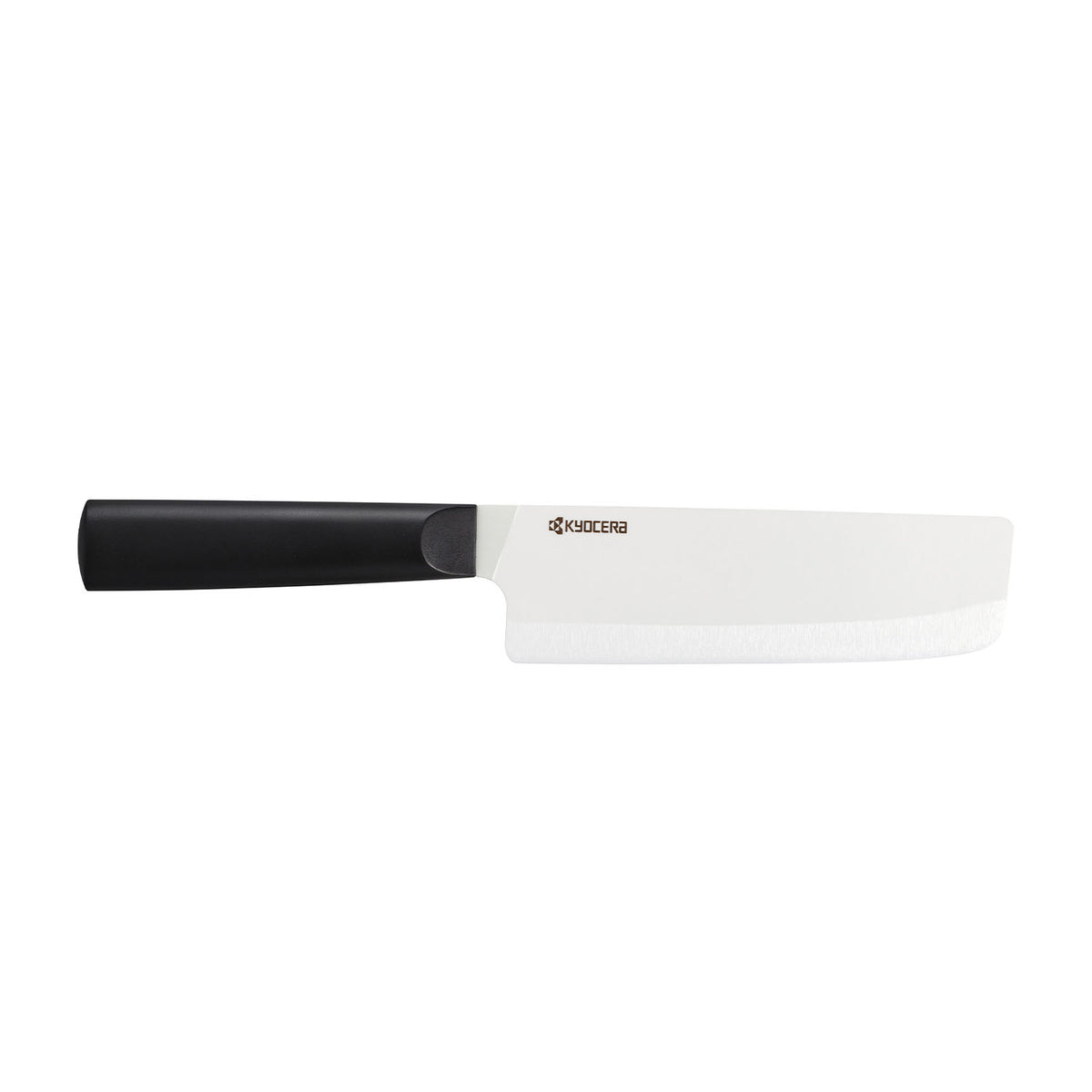 KYOCERA ceramic kitchen knife with black and white handle, sharp blade ideal for precise slicing and cutting tasks.