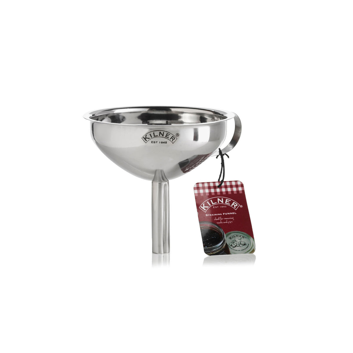 KILNER stainless steel juice funnel, 13 cm diameter, with wide mouth for easy pouring and transferring liquids.