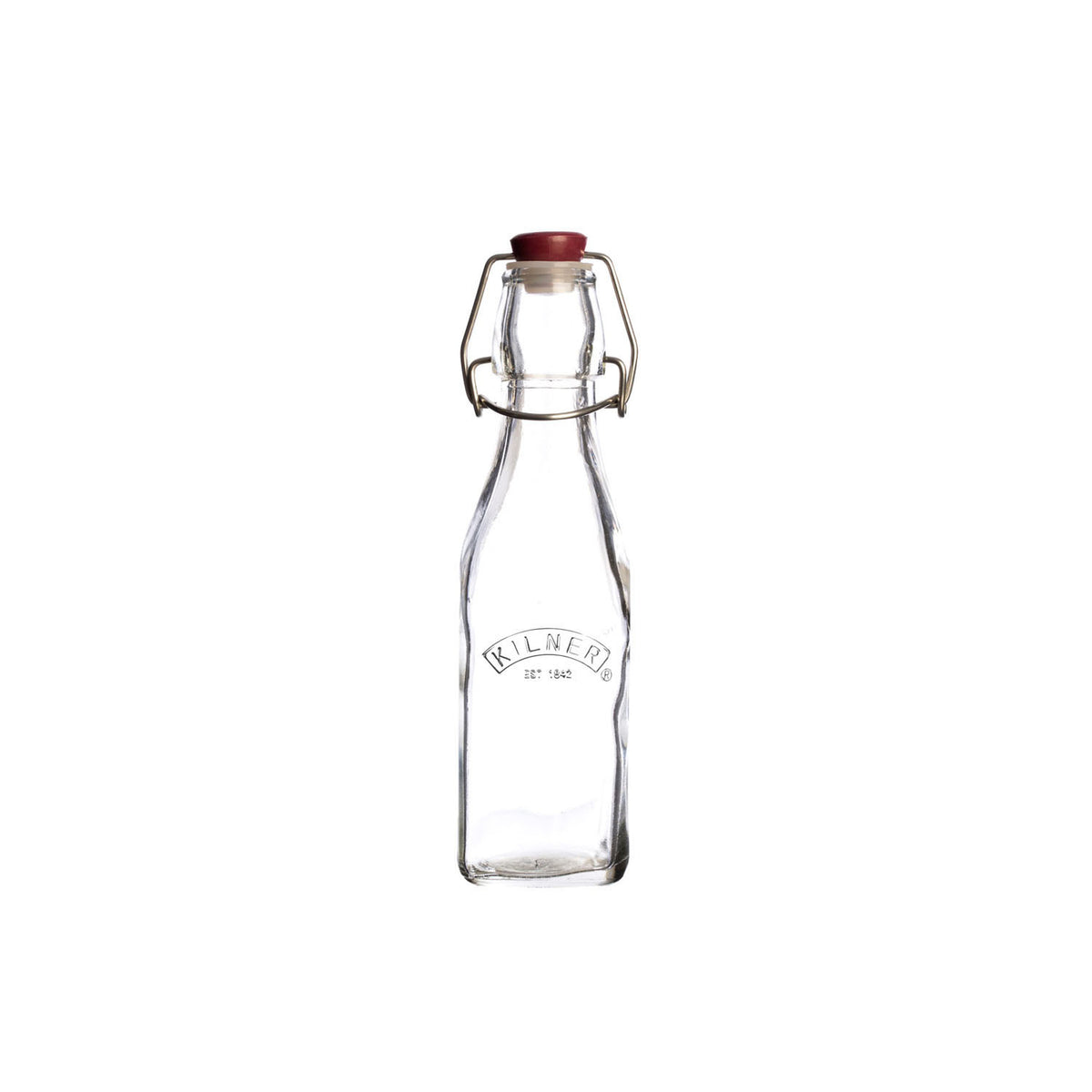 KILNER clear clip square canning jar with lid for preserving and storing homemade jams and preserves.