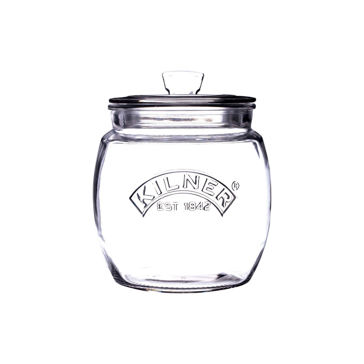 KILNER universal storage jar with screw-top lid, clear glass container for food storage and pantry organization.