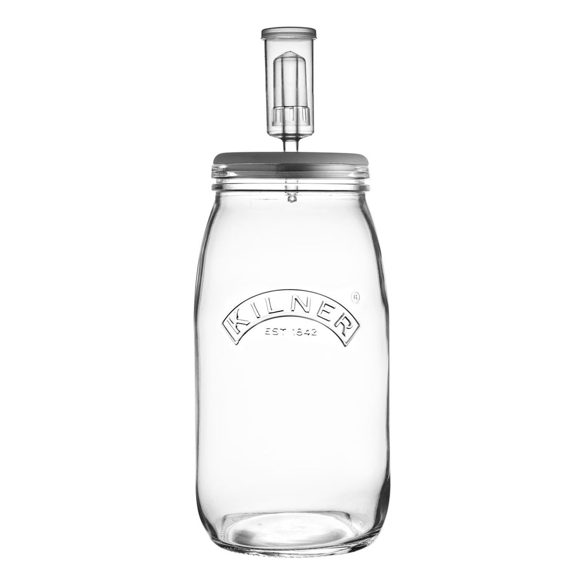 Large KILNER fermenting jar, 3L glass container with lid, ideal for brewing and fermentation processes.