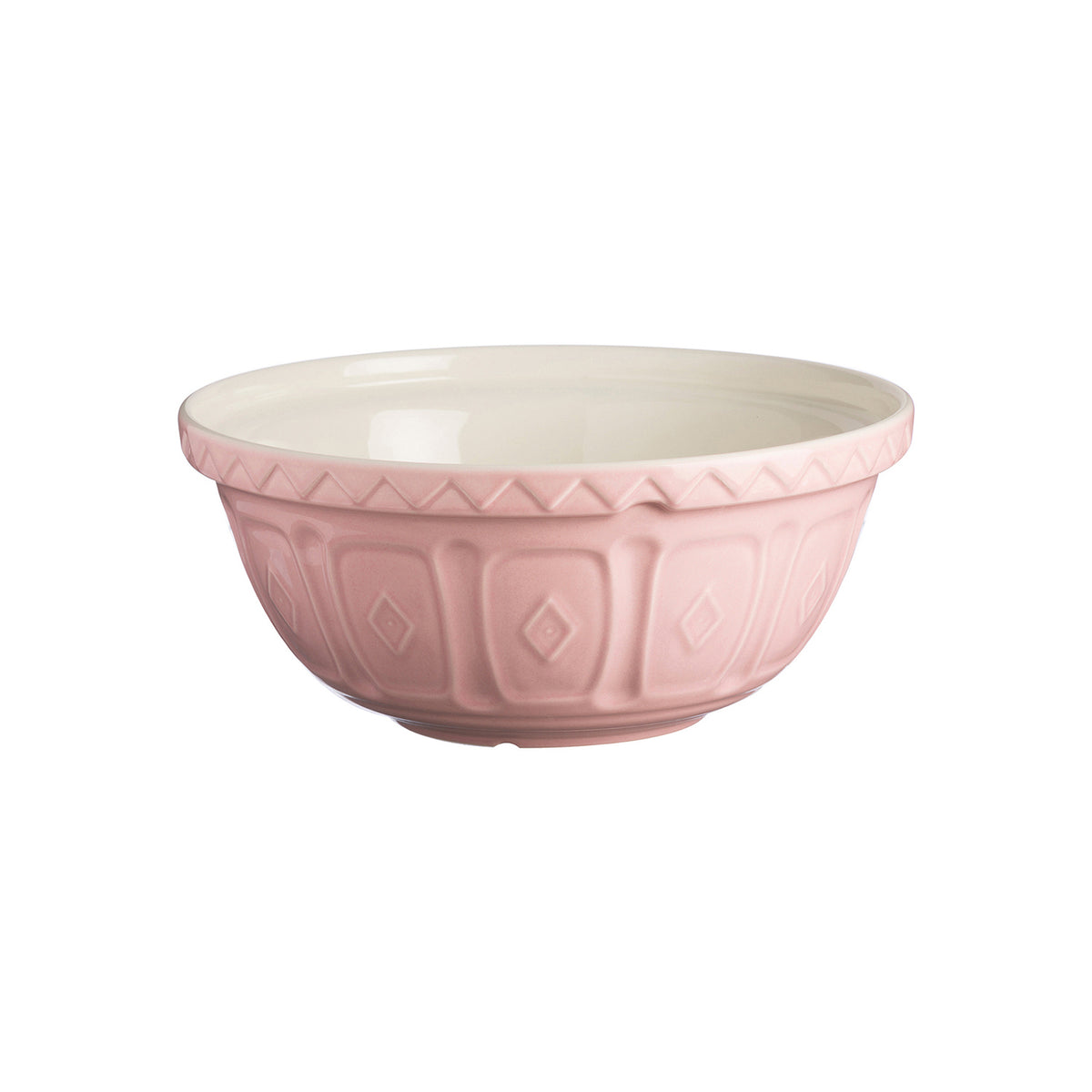 Pink Mason Cash mixing bowl with a smooth, rounded design, perfect for baking and food preparation.