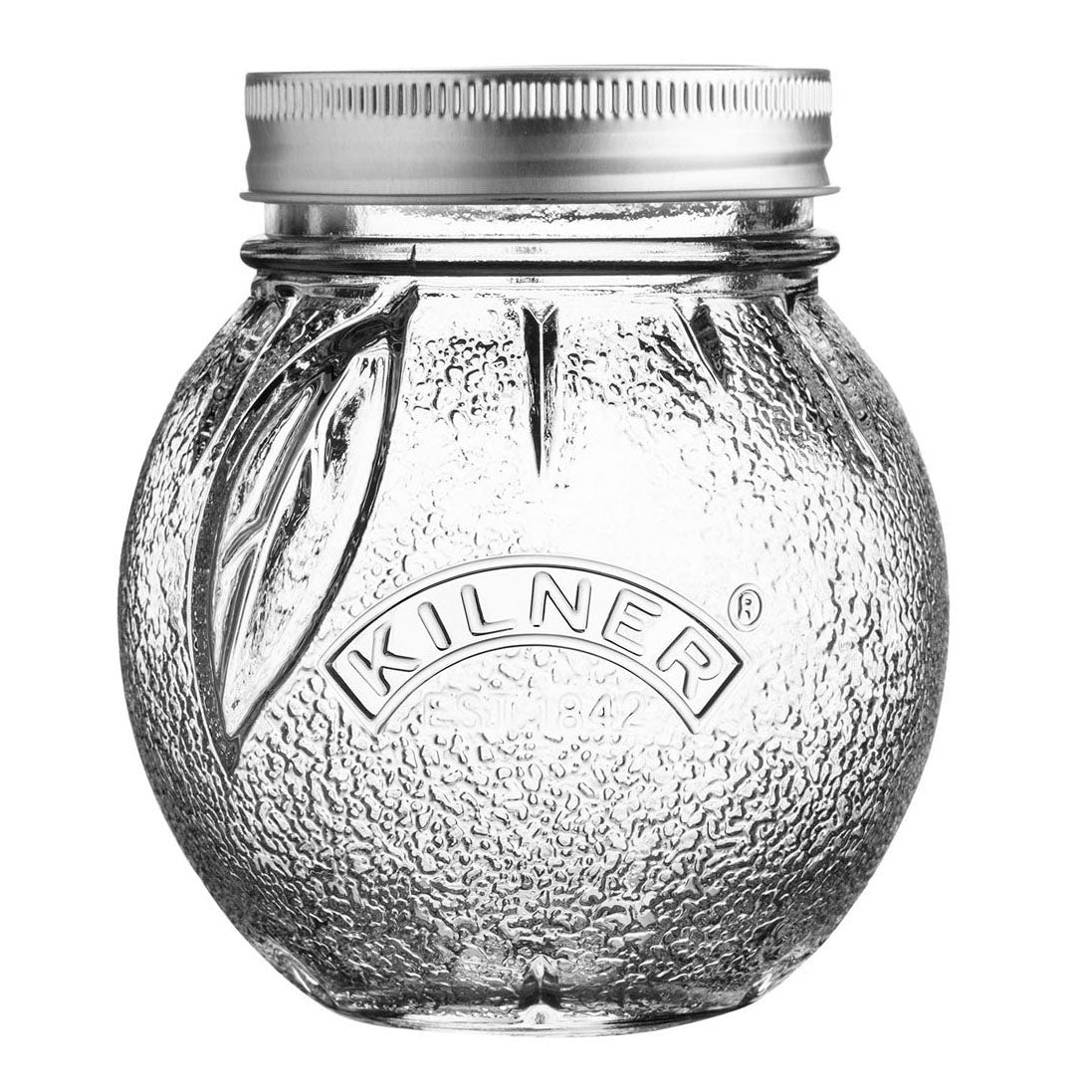 KILNER orange marmalade jar with 400 ml capacity, clear glass container for storing homemade fruit preserves